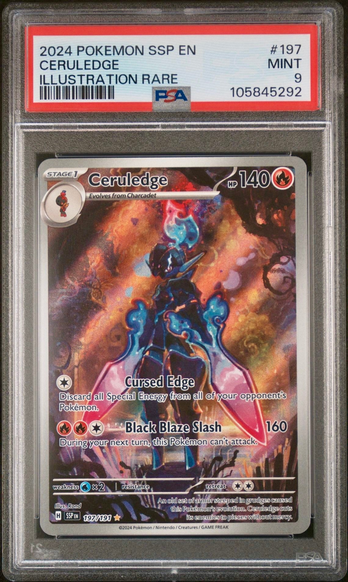 2024 Ceruledge 197/191 Illustration Rare - Surging Sparks PSA 9