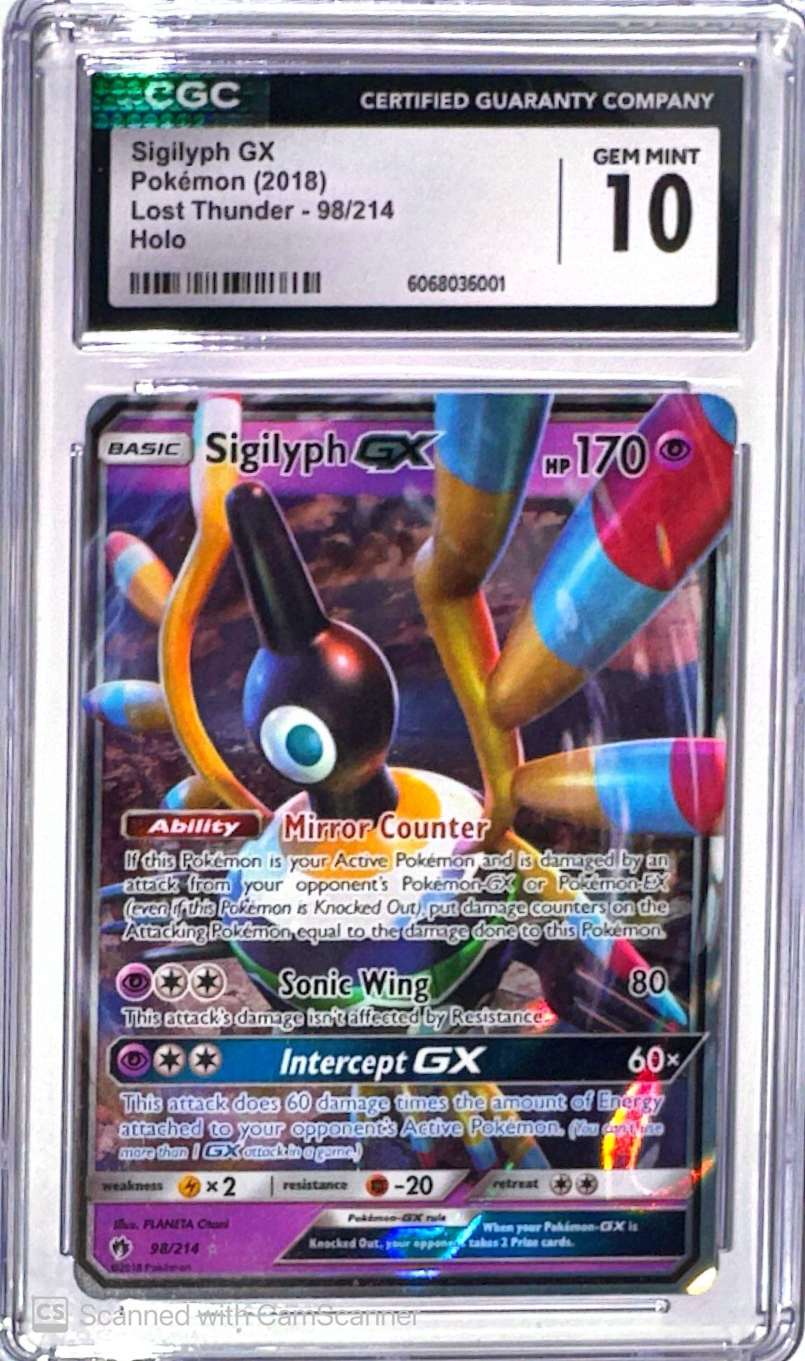 2018 Sigilyph GX 98/214 Ultra Rare - Lost Thunder CGC 10
