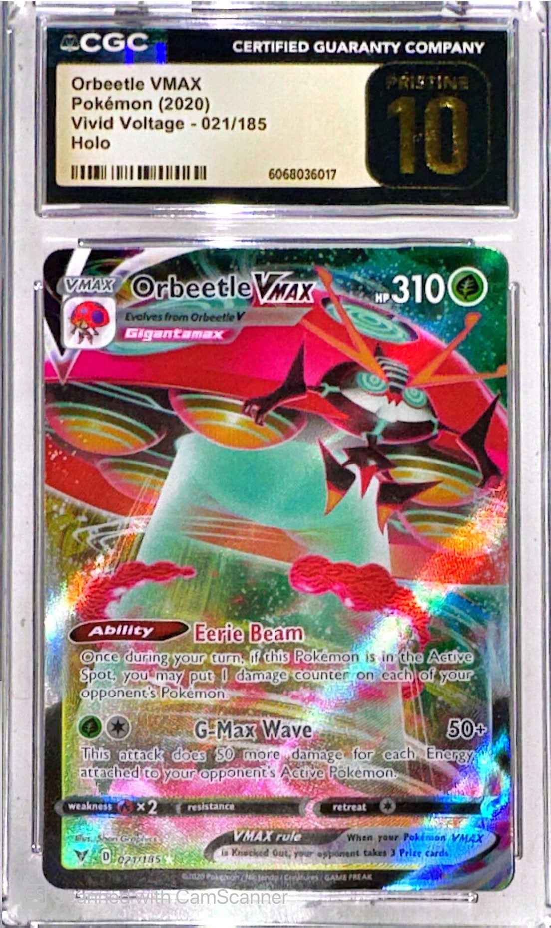 2020 Orbeetle VMAX 021/185 Ultra Rare - Vivid Voltage CGC PRISTINE 10